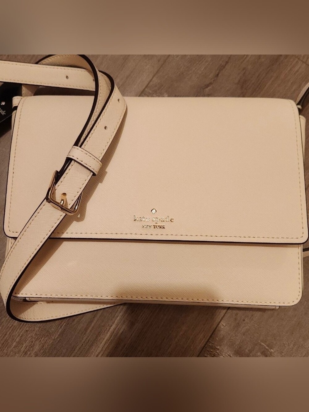 kate spade Cream Leather Crossbody with Gold Hardware